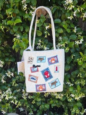 Viral Coastal Stamp Sea Life Beaded Bag